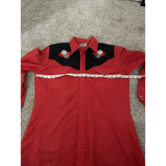 Vintage 90s Mens Medium Western Ely Diamond‎ Pearl Snap Button Shirt Rodeo - Picture 5 of 7